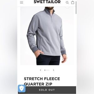 NEW Swet Tailor 1/4 Zip L Light Grey w Stripe Stretch Microfleece Slalom Sweater